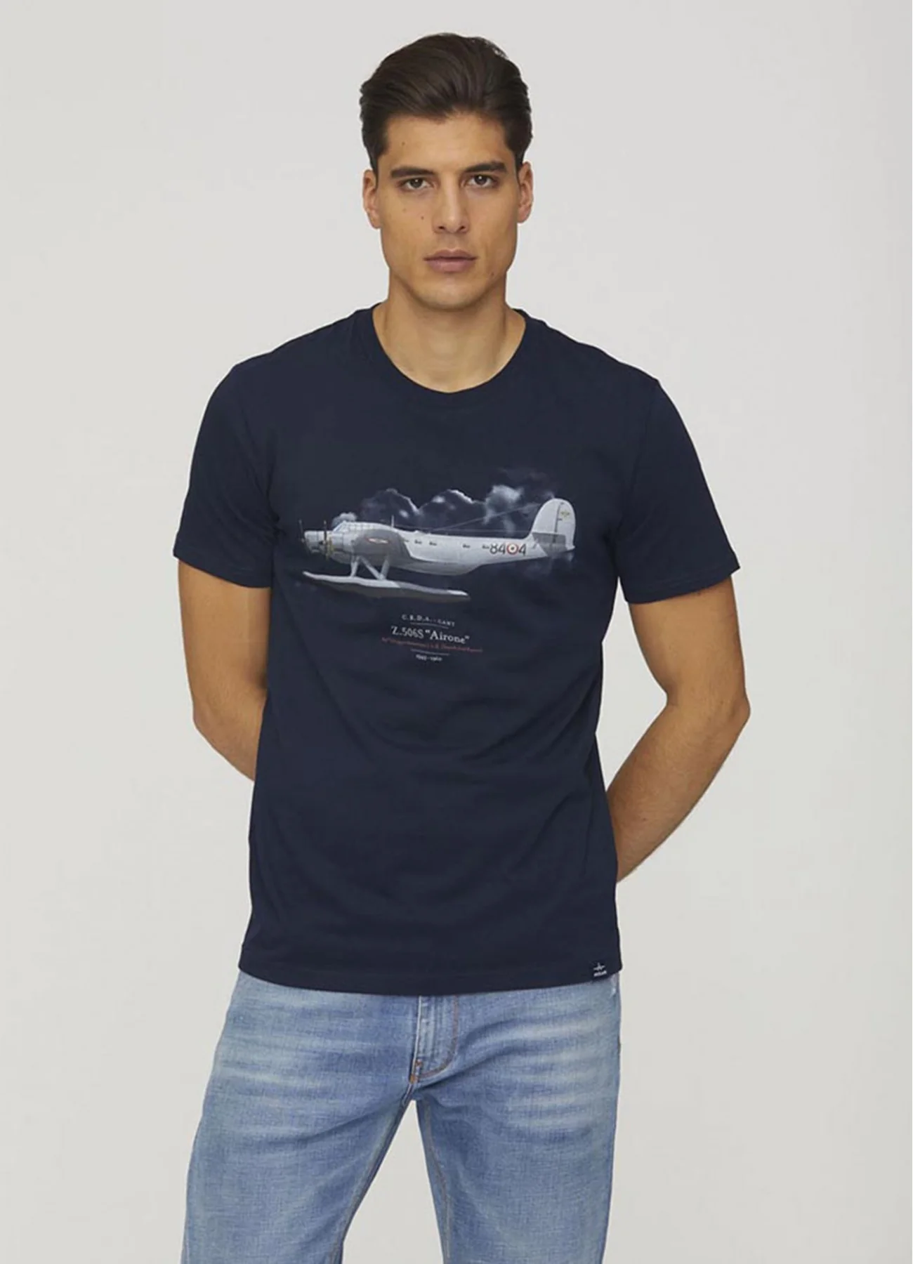 синяя мужская футболка Aeronautica Militare с принтом