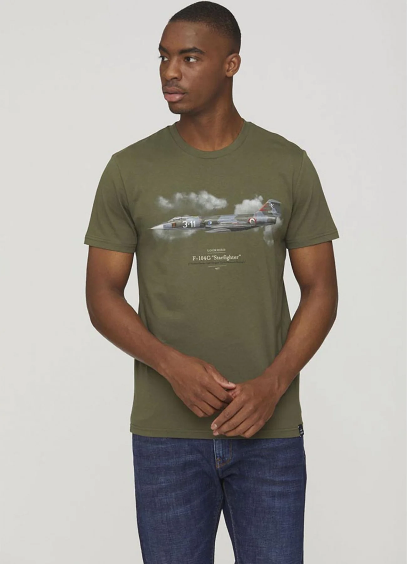 хаки мужская футболка Aeronautica Militare с принтом