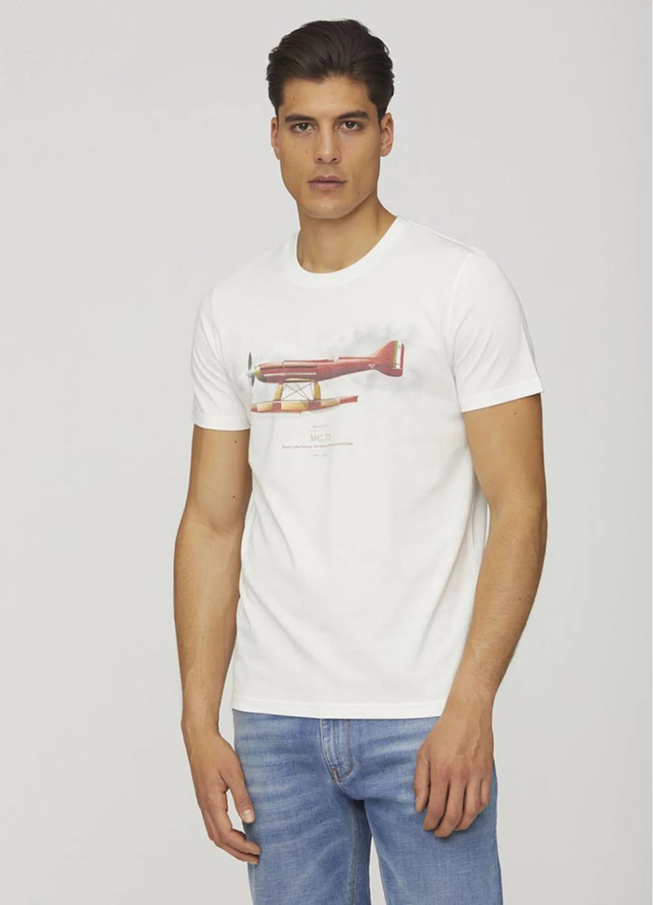 белая мужская футболка Aeronautica Militare с принтом