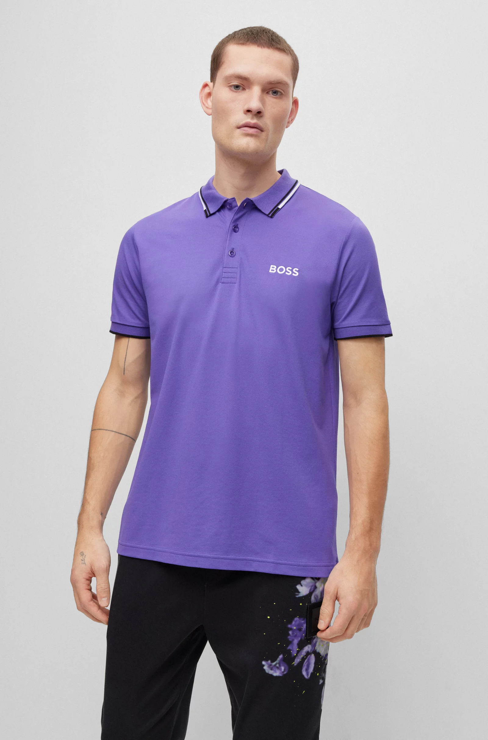 Рубашка поло Boss фиолетовая мужская